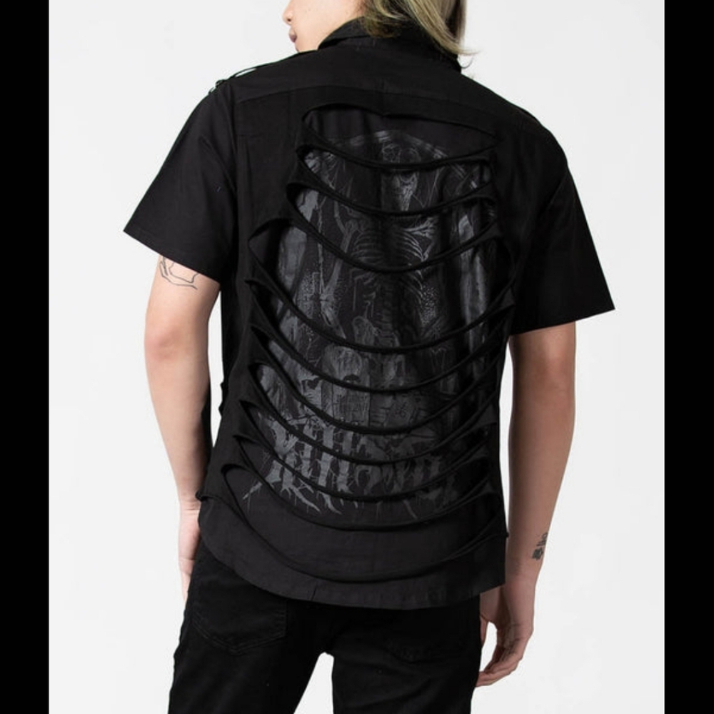 Killstar Shayde Button-Up Gothic Death Angel Shirt Hot Topic Dollskill Sourpuss